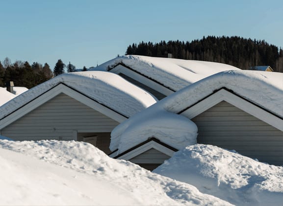 Heavy Snow on a roof in calgary during winter