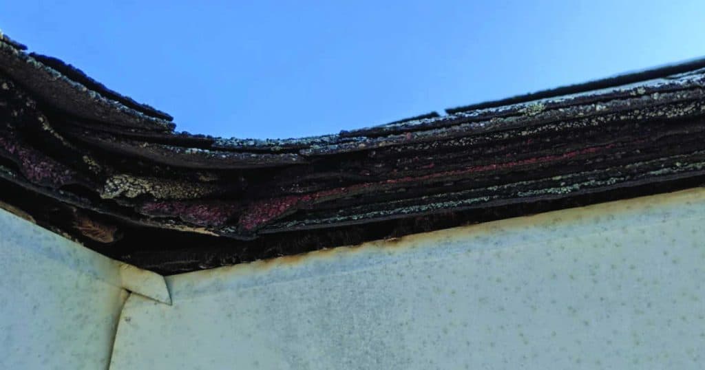 Multiple layers of shingles on a roof