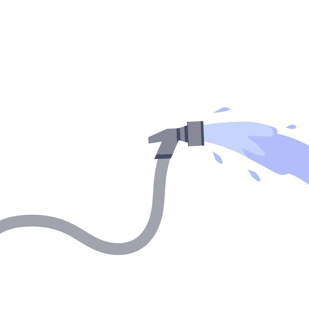 Hose illustration used to convey hose to use when cleaning gutters