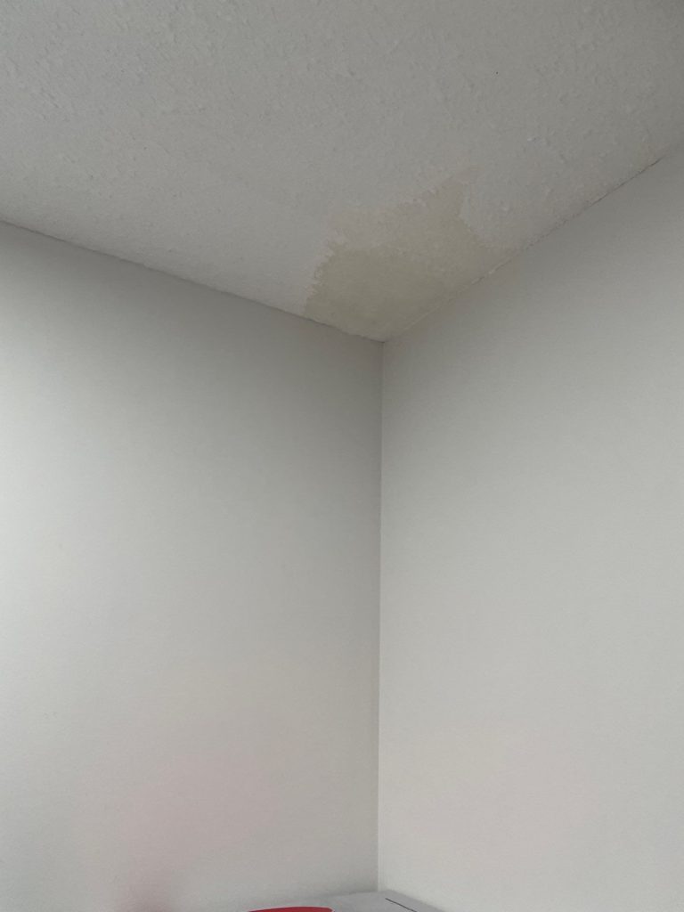 Ghostly water stain with a yellow tint inside a home in Calgary