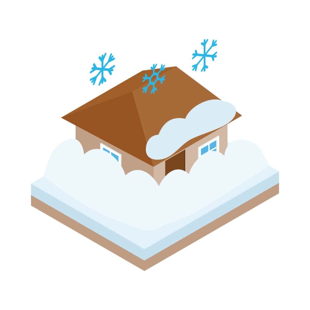 A vector illustration of a house in winter