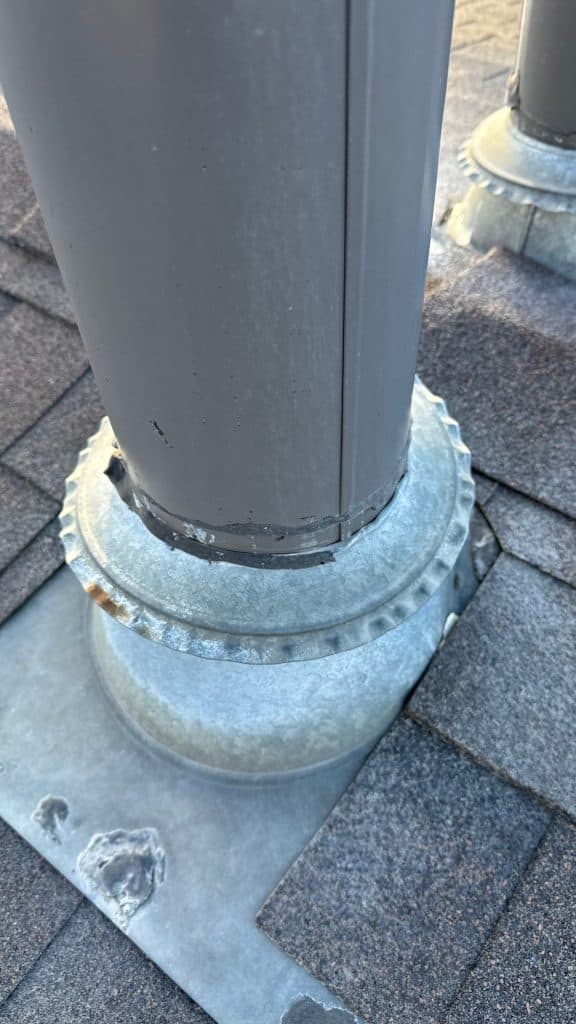 A c collar from a vent in Calgary that needs to be resealed after being exposed to the harsh elements