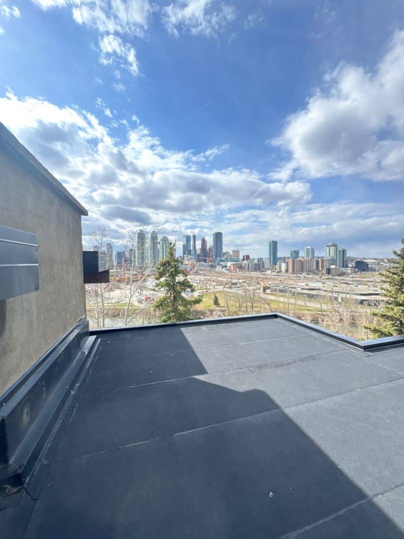 Low-slope flat roof membrane on a Calgary home
